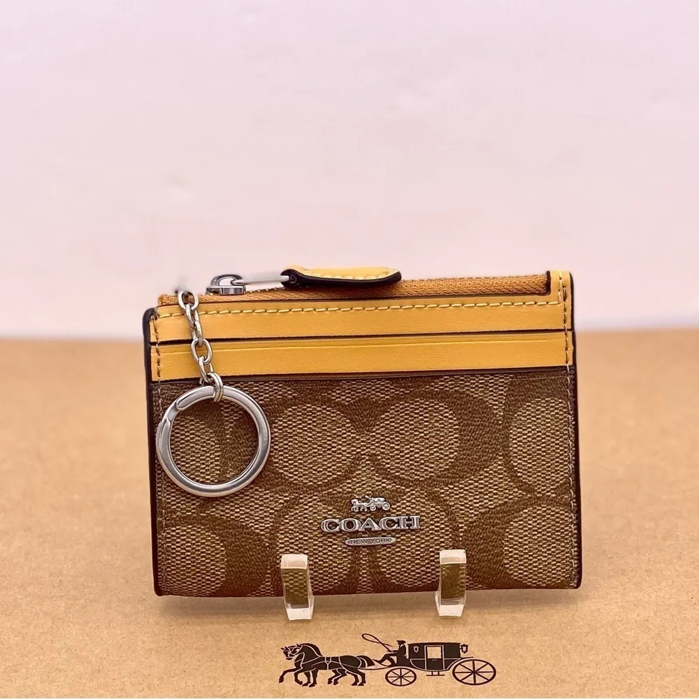 Coach Mini Skinny ID Case Small Wallet in Signature Canvas